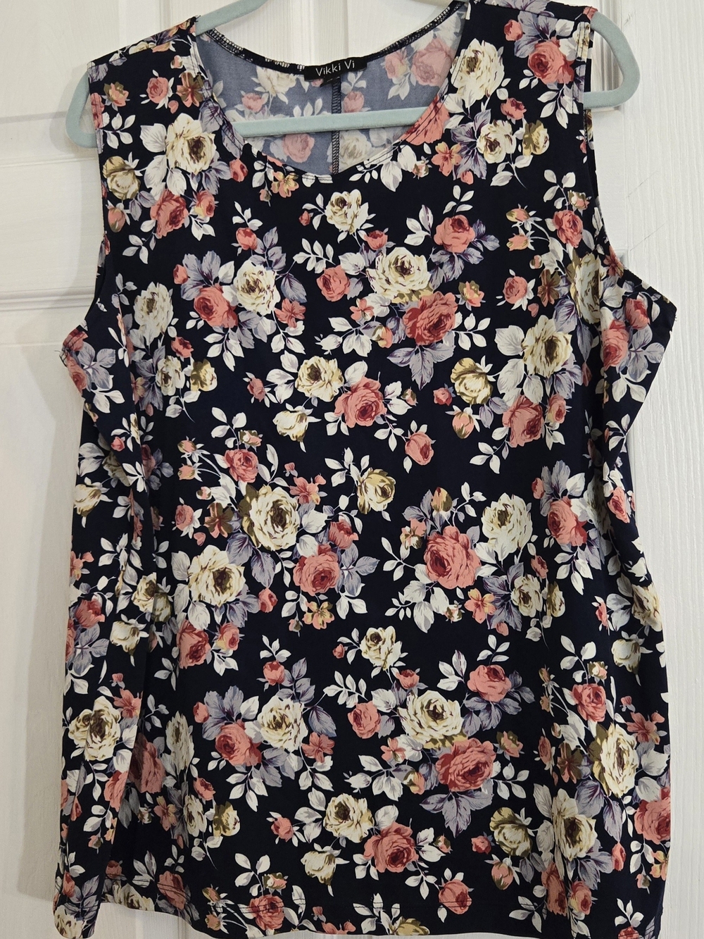 Vikki Vi Navy Floral Sleeveless Top